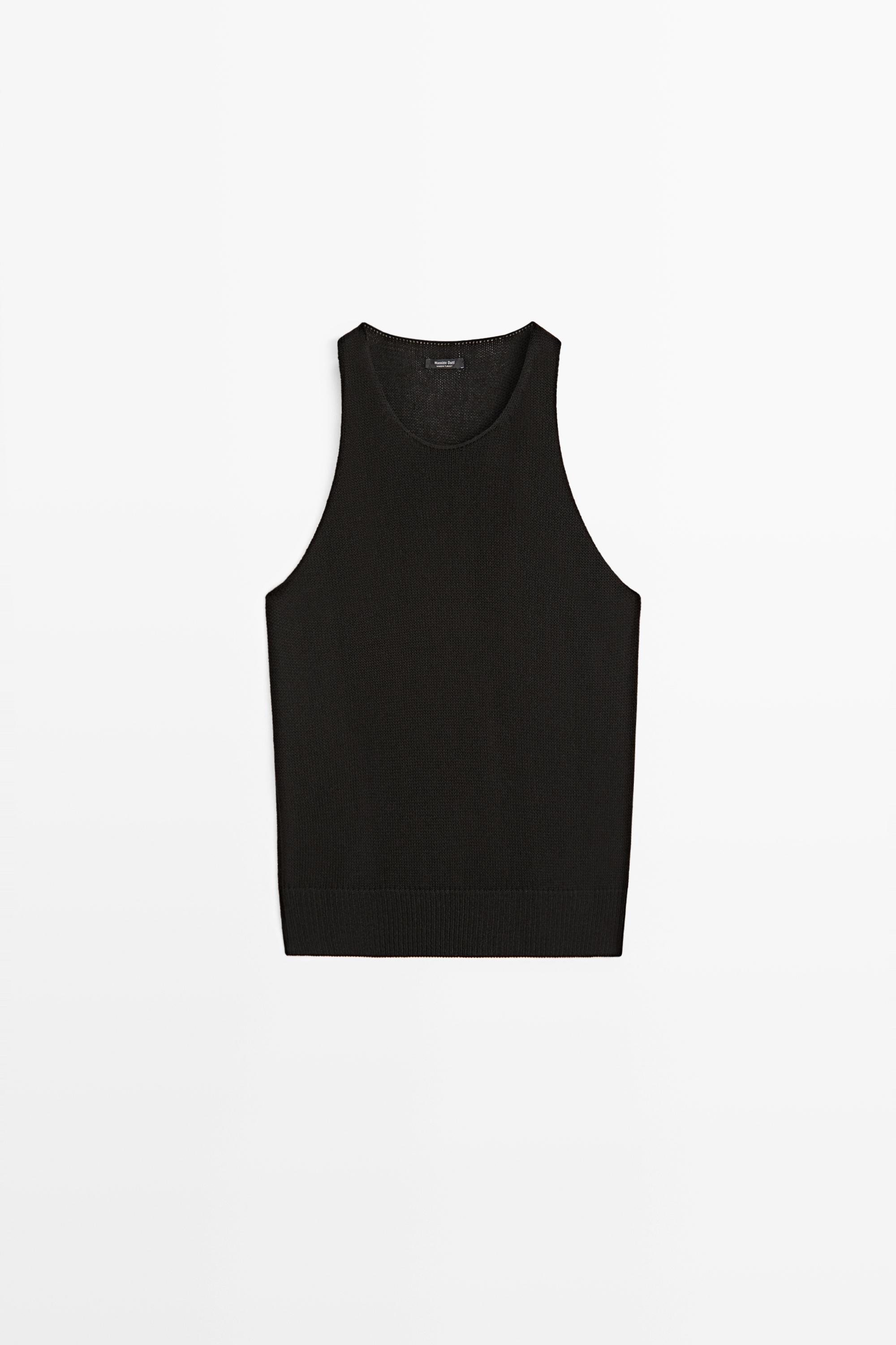 Top maille encolure américaine sans manches